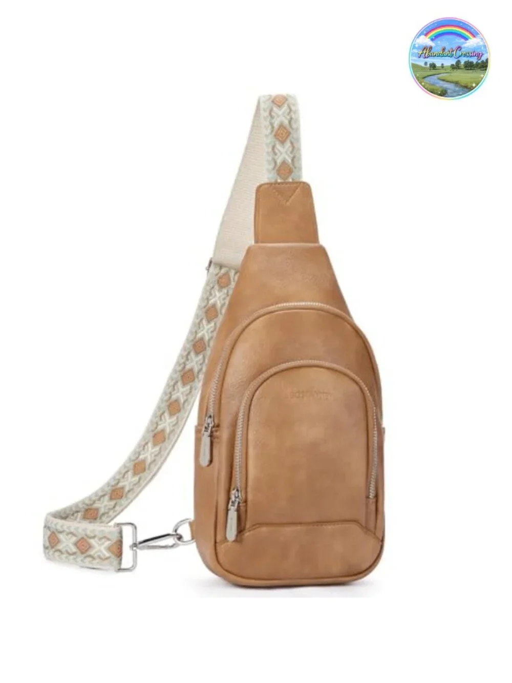Women's Faux Leather Sling Crossbody Bag with Adjustable Strap